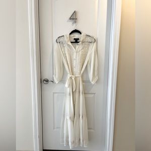 Karen Kane - Long Sleeve Embroidered Ivory Maxi Dress